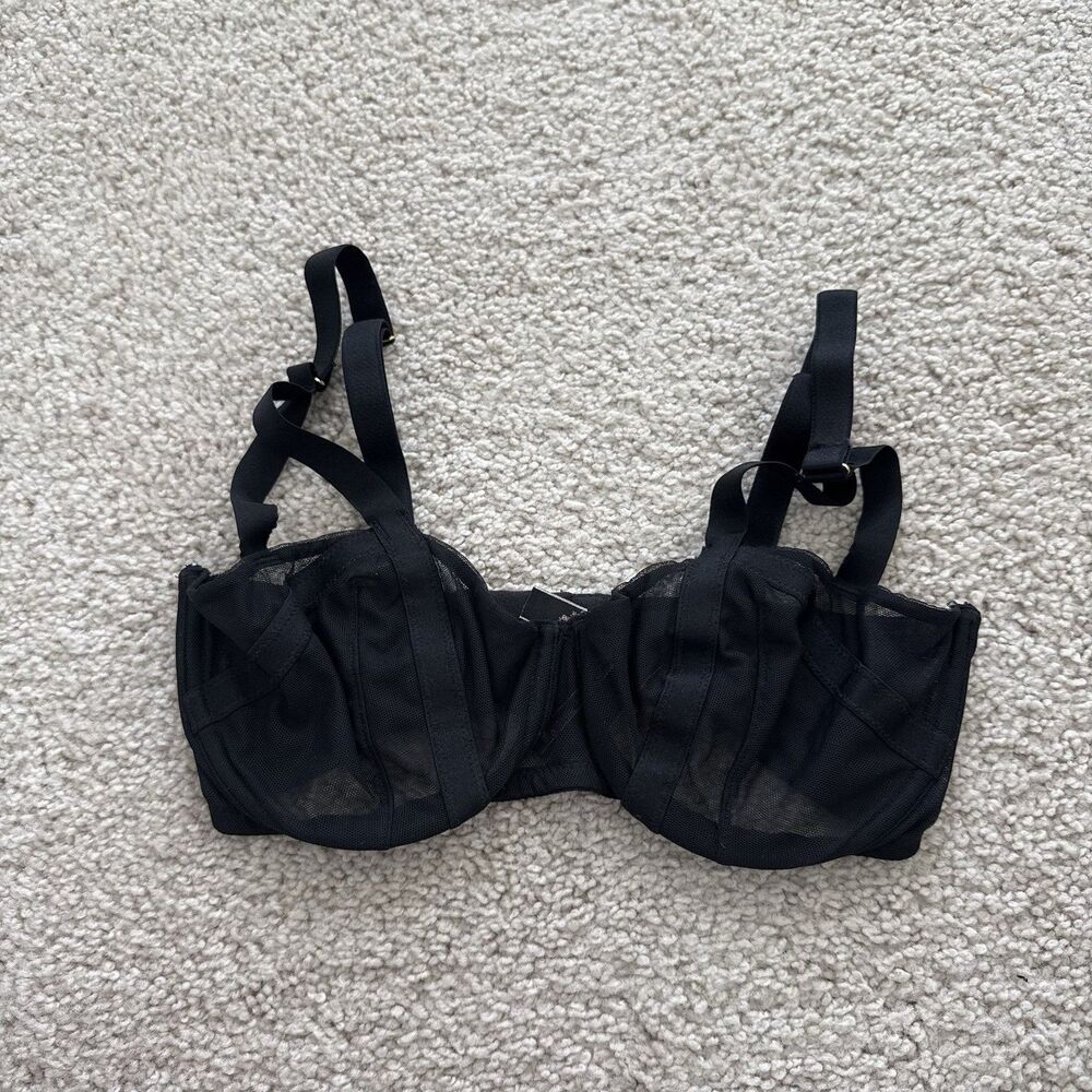 Victoria's Secret 32DD Sexy Luxe Lingerie Unlined Balconet Bra Black Romantic
